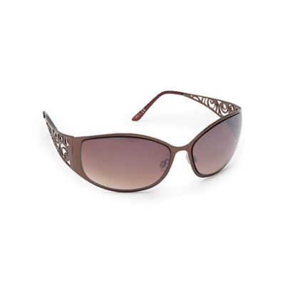 Brown metal spiral wrap D-frame sunglasses